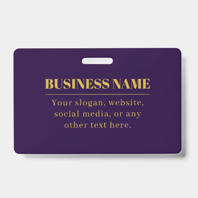 Tarjeta De Identificación Dark Purple & Gold Business Name o Greet (Parte frontal)