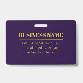 Tarjeta De Identificación Dark Purple & Gold Business Name o Greet