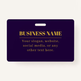 Tarjeta De Identificación Dark Purple & Gold Business Name o Greet