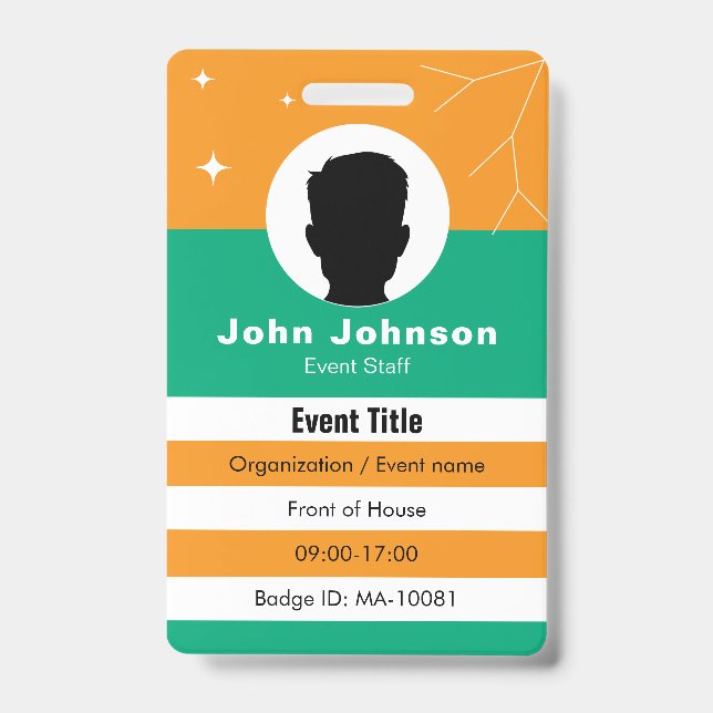 Tarjeta De Identificación Datos de la credencial del evento (Parte frontal)