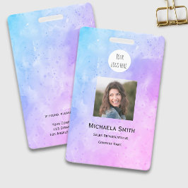 Tarjeta de identificación de acuarela morada minim