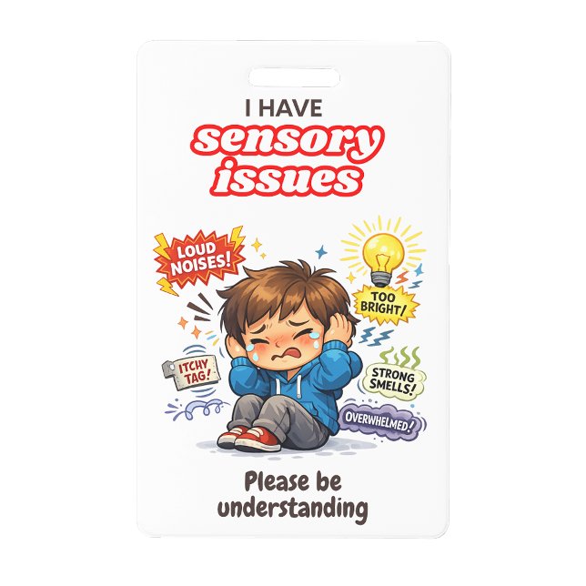 Tarjeta de identificación de alerta de problemas s (I have sensory issues alert badge tag)