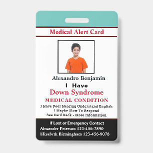 Tarjeta de identificación de alerta médica para
