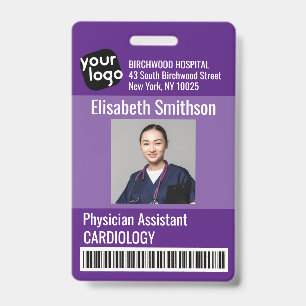 Tarjeta de identificación de asistente médico pers