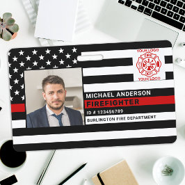 Tarjeta de identificación de bombero con foto pers