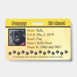 Tarjeta de identificación de cachorro - Insignia a