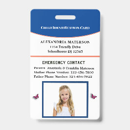 Tarjeta de identificación de Chica infantil person
