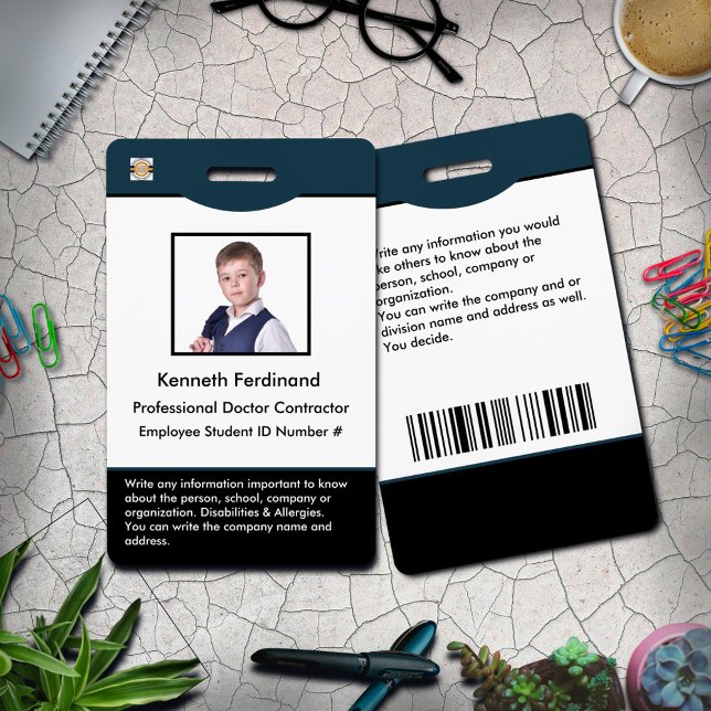 Tarjeta de identificación de código de barras de f (ID Identification Card Bar Code Photo Badge is great for your employees and volunteers to use. )