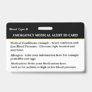 Tarjeta de identificación de contacto de emergenci