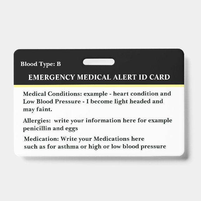 Tarjeta de identificación de contacto de emergenci (Parte frontal)