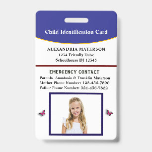 Tarjeta de identificación de emergencia para niños