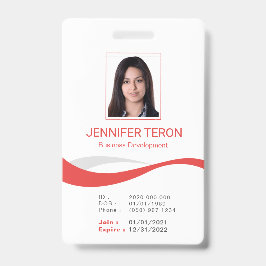 Tarjeta de identificación de empleado blanca moder