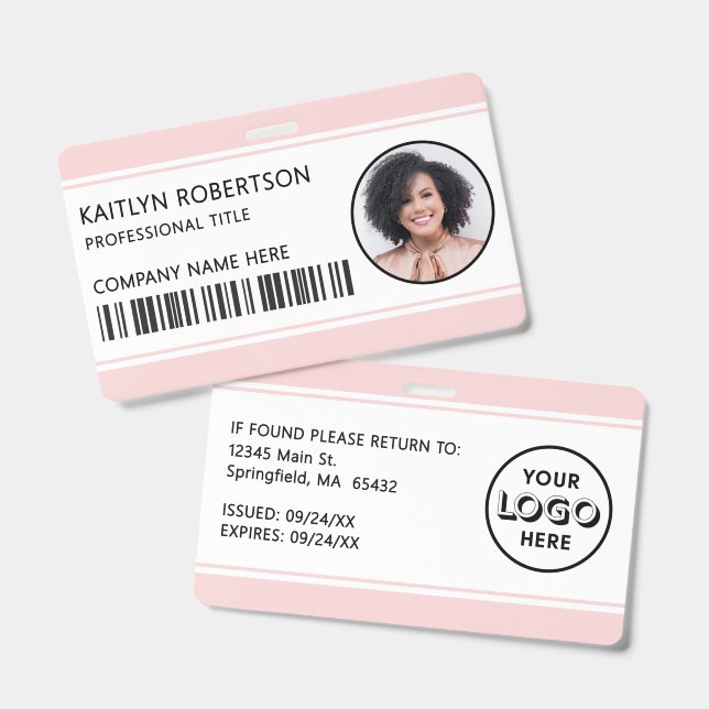 Tarjeta de identificación de empleado con código d (Parte frontal y trasera)