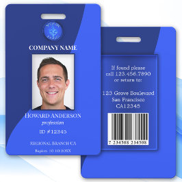 Tarjeta de identificación de empleado con foto azu
