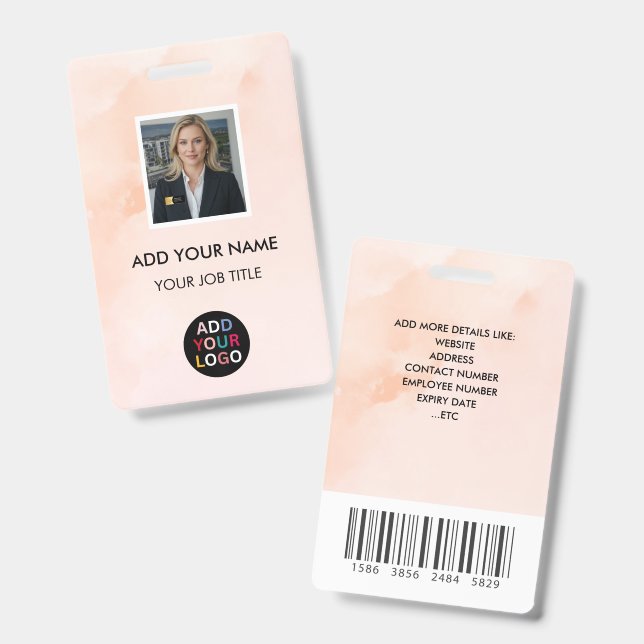 Tarjeta de identificación de empleado con foto de  (Parte frontal y trasera)