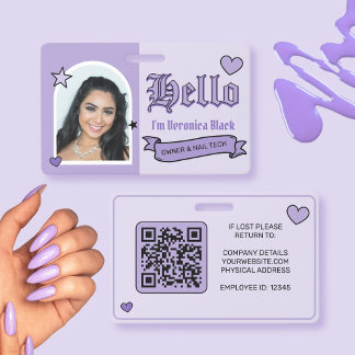 Tarjeta de identificación de empleado con foto mor
