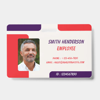 Tarjeta de identificación de empleado con foto per