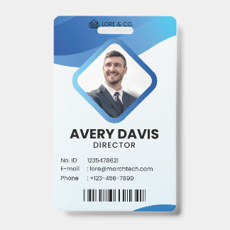 Tarjeta de identificación de empleado con foto y l