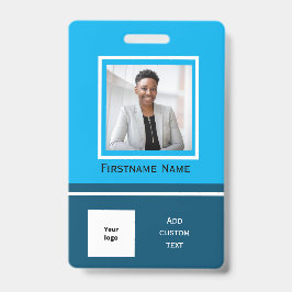 Tarjeta de identificación de empleado de foto azul