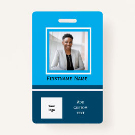 Tarjeta de identificación de empleado de foto azul