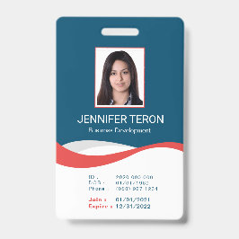 Tarjeta de identificación de empleado de marina mo