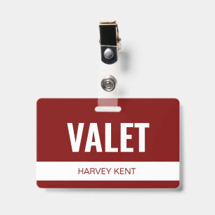 Tarjeta de identificación de empleado de valet de 