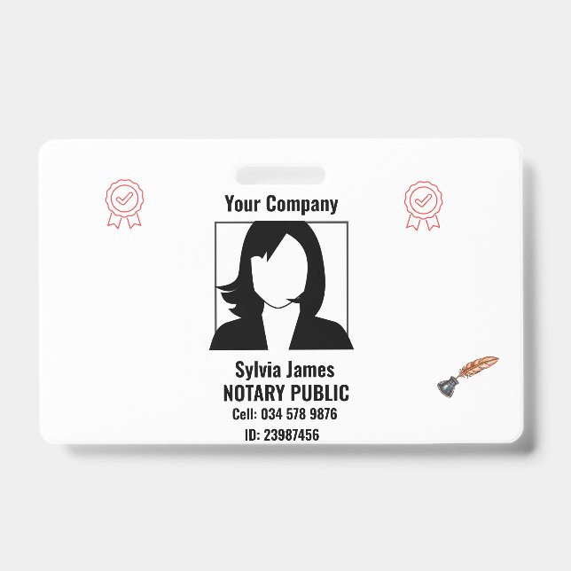 Tarjeta de identificación de empleado en blanco y  (Parte frontal)