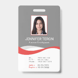 Tarjeta de identificación de empleado gris moderno