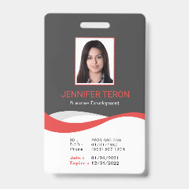 Tarjeta de identificación de empleado gris moderno