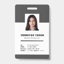 Tarjeta de identificación de empleado gris moderno