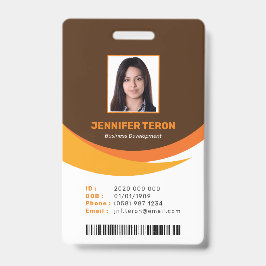 Tarjeta de identificación de empleado marrón moder