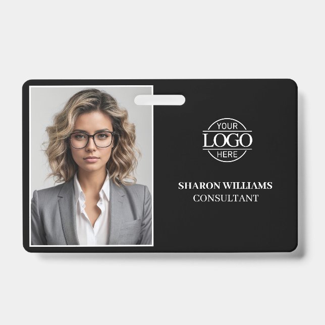 Tarjeta de identificación de empleado minimalista  (Parte frontal)