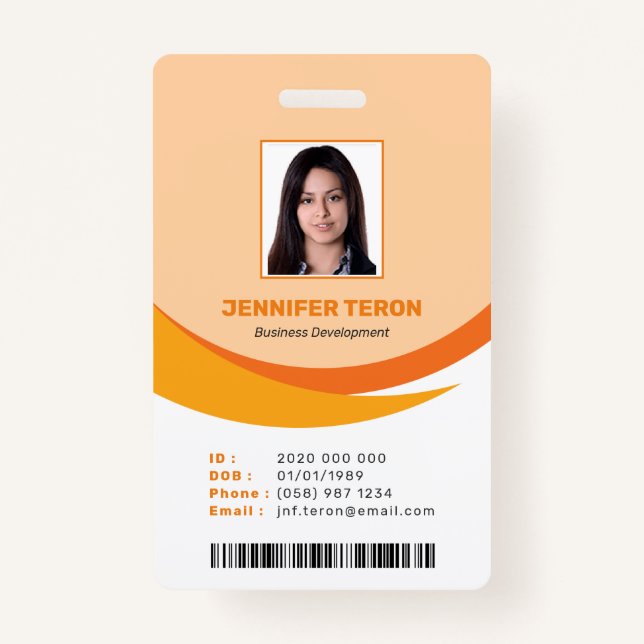 Tarjeta de identificación de empleado Naranja mode (Anverso)