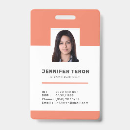 Tarjeta de identificación de empleado naranja mode