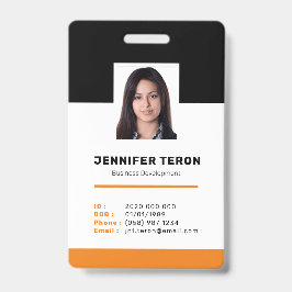 Tarjeta de identificación de empleado naranja mode