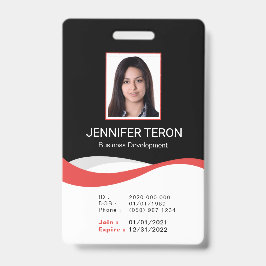 Tarjeta de identificación de empleado negra modern