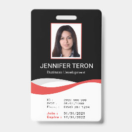 Tarjeta de identificación de empleado negro modern