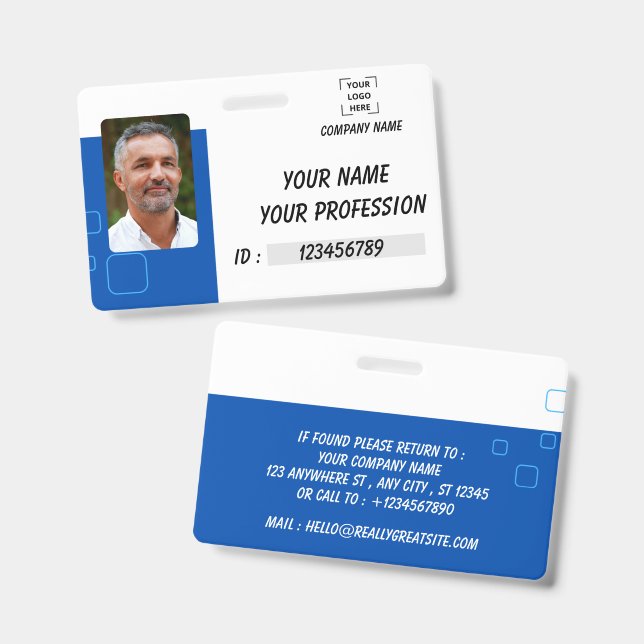Tarjeta de identificación de empleado personalizad (Parte frontal y trasera)