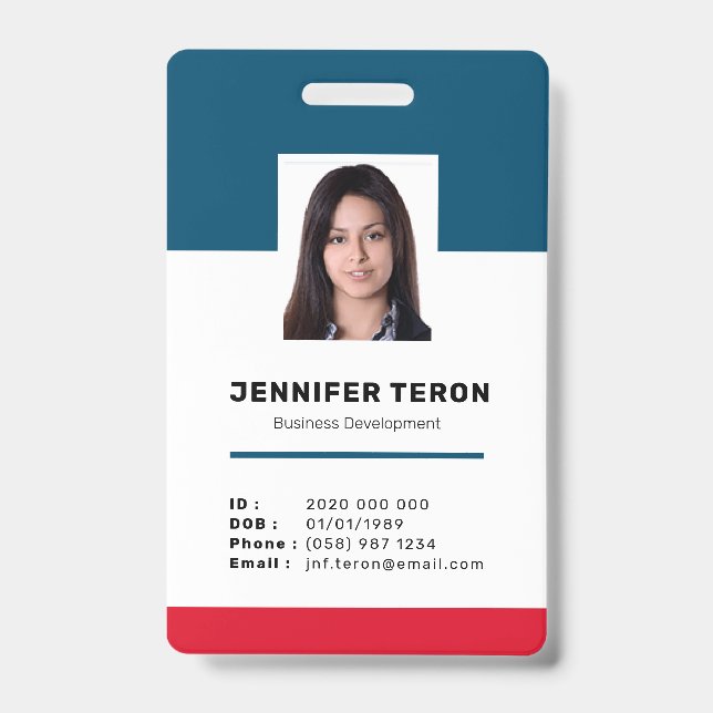 Tarjeta de identificación de empleado personalizad (Parte frontal)