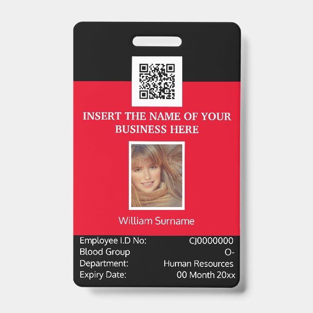 Tarjeta de identificación de empleado personalizad (Parte frontal)