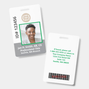 Tarjeta de identificación de empleado verde gris b