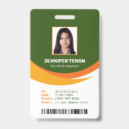 Tarjeta de identificación de empleado verde modern