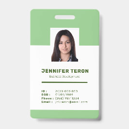 Tarjeta de identificación de empleado verde modern