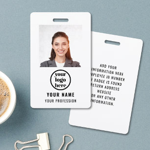 Tarjeta de identificación de empresa con foto del