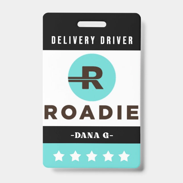 Tarjeta de identificación de entrega de Roadie (Parte frontal)