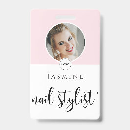 Tarjeta de identificación de estilista de uñas par