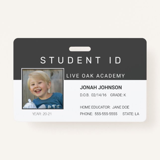 Tarjeta de identificación de estudiante de escuela (Anverso)