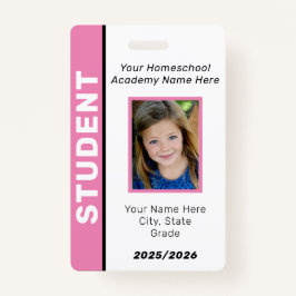 Tarjeta de identificación de estudiante de escuela