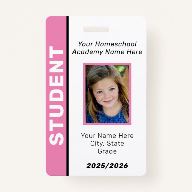 Tarjeta de identificación de estudiante de escuela (Anverso)