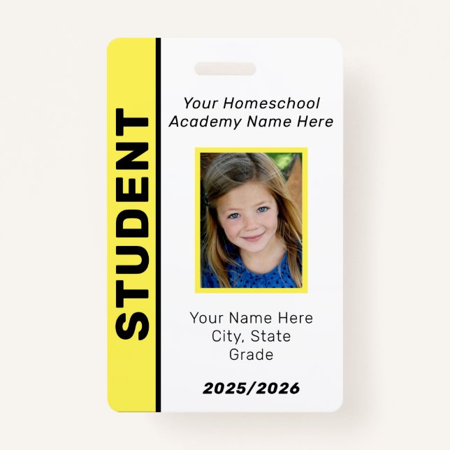 Tarjeta de identificación de estudiante de escuela (Anverso)